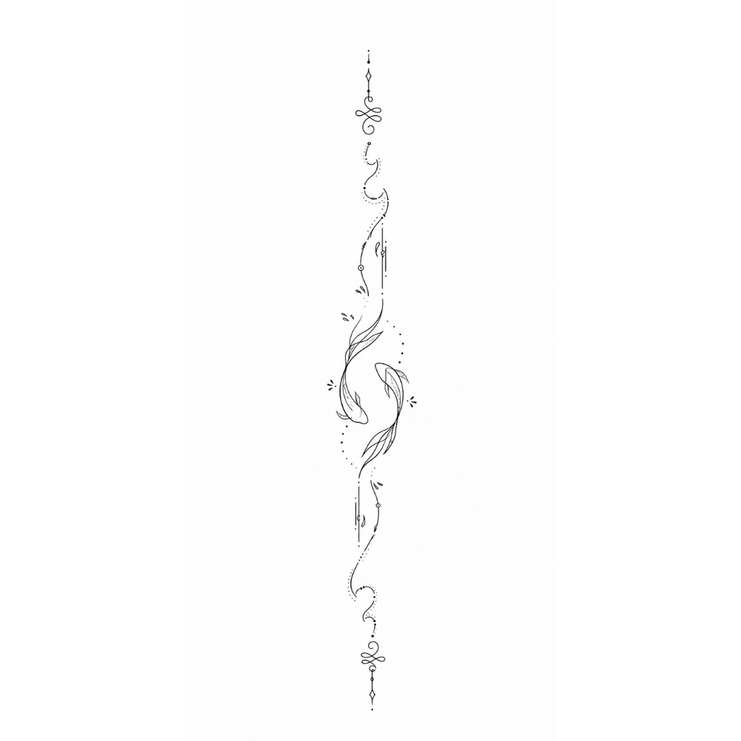 koi fische - Rückentattoo - Fineline !VORVERKAUF VERSAND BEGINNT AB 24.06.2026!